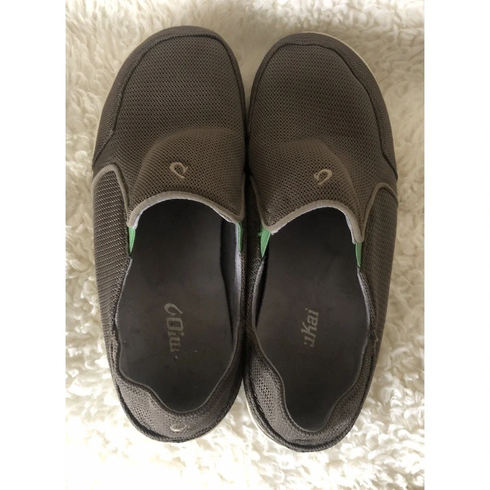 Olukai Nohea Mesh Slip On Loafers Brown Fold Down Heel Comfort Shoes Mens 9.5